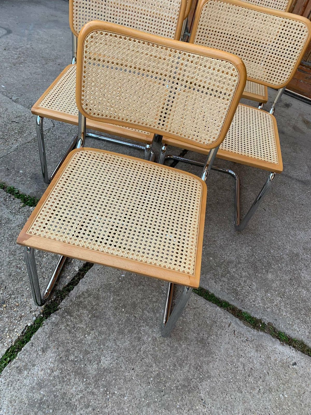 Set Of 5 Mid Century Italian B32 Cesca Chairs By Marcel Breuer, 1970s photo vinterior