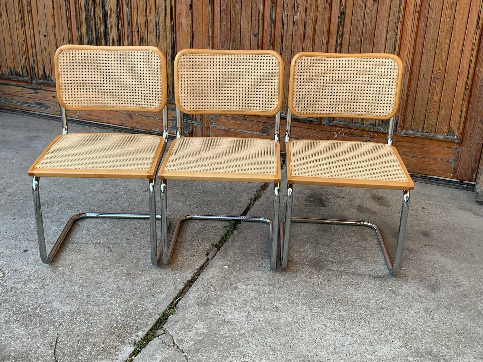Set Of 3 Mid Century Italian B32 Cesca Chairs By Marcel Breuer, 1970s photo furniture