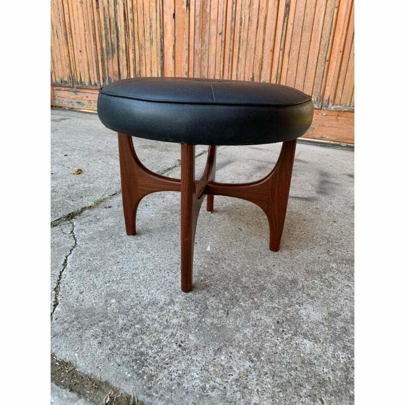 Mid Century Danish Teak And Leather Ottoman By Kofod Larsen For G Plan, 1960s photo vinterior