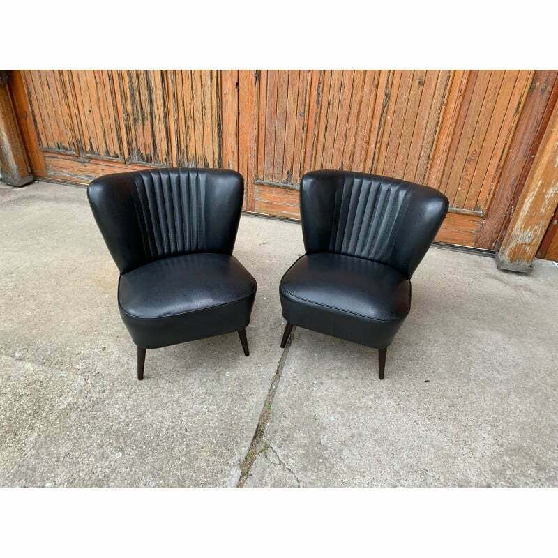 Pair Of Mid Century Sky Black Cocktail Armchairs, 1950s photo 1387.0