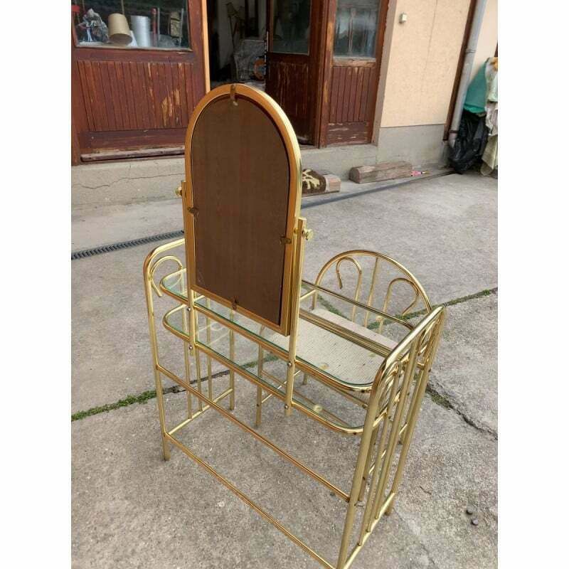 Vintage Dressing Table In Brass With Stool, 1950s photo furniture
