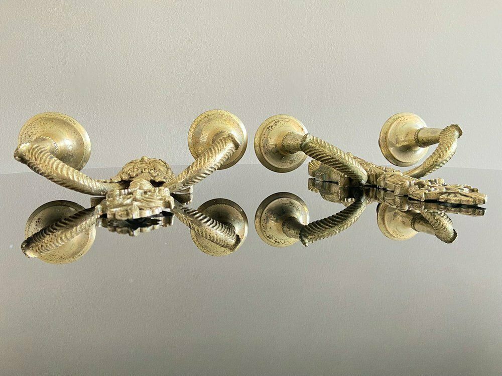 Silver Plated Alloy Greek Tragedy Wall Lamps, Set Of 2 photo vintage