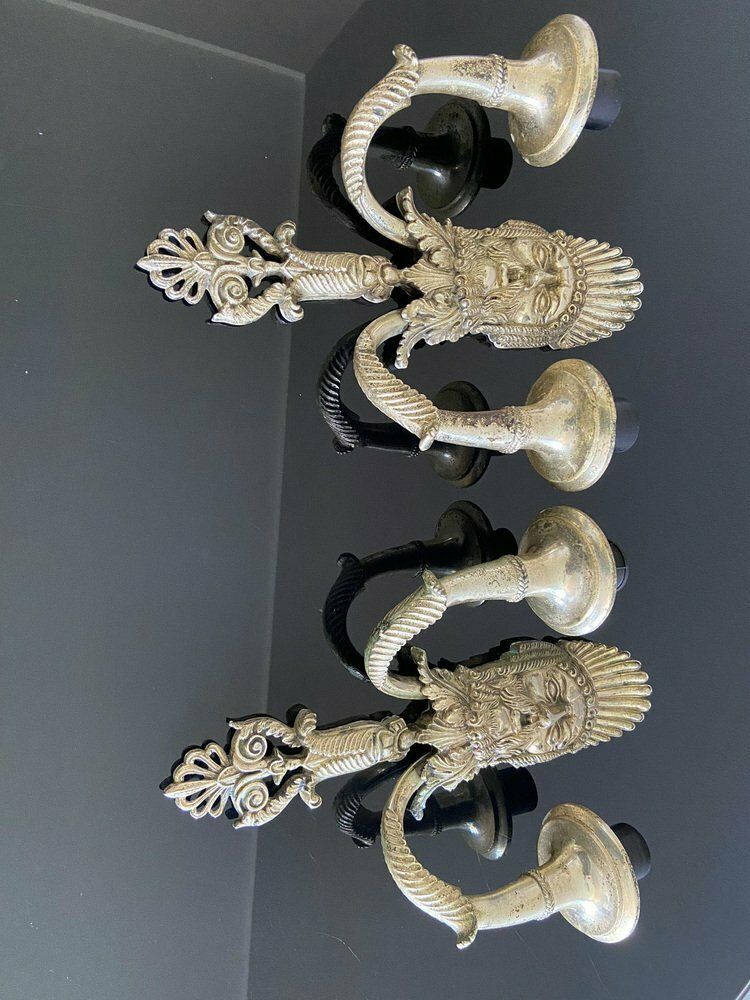 photo furniture Silver Plated Alloy Greek Tragedy Wall Lamps, Set Of 2