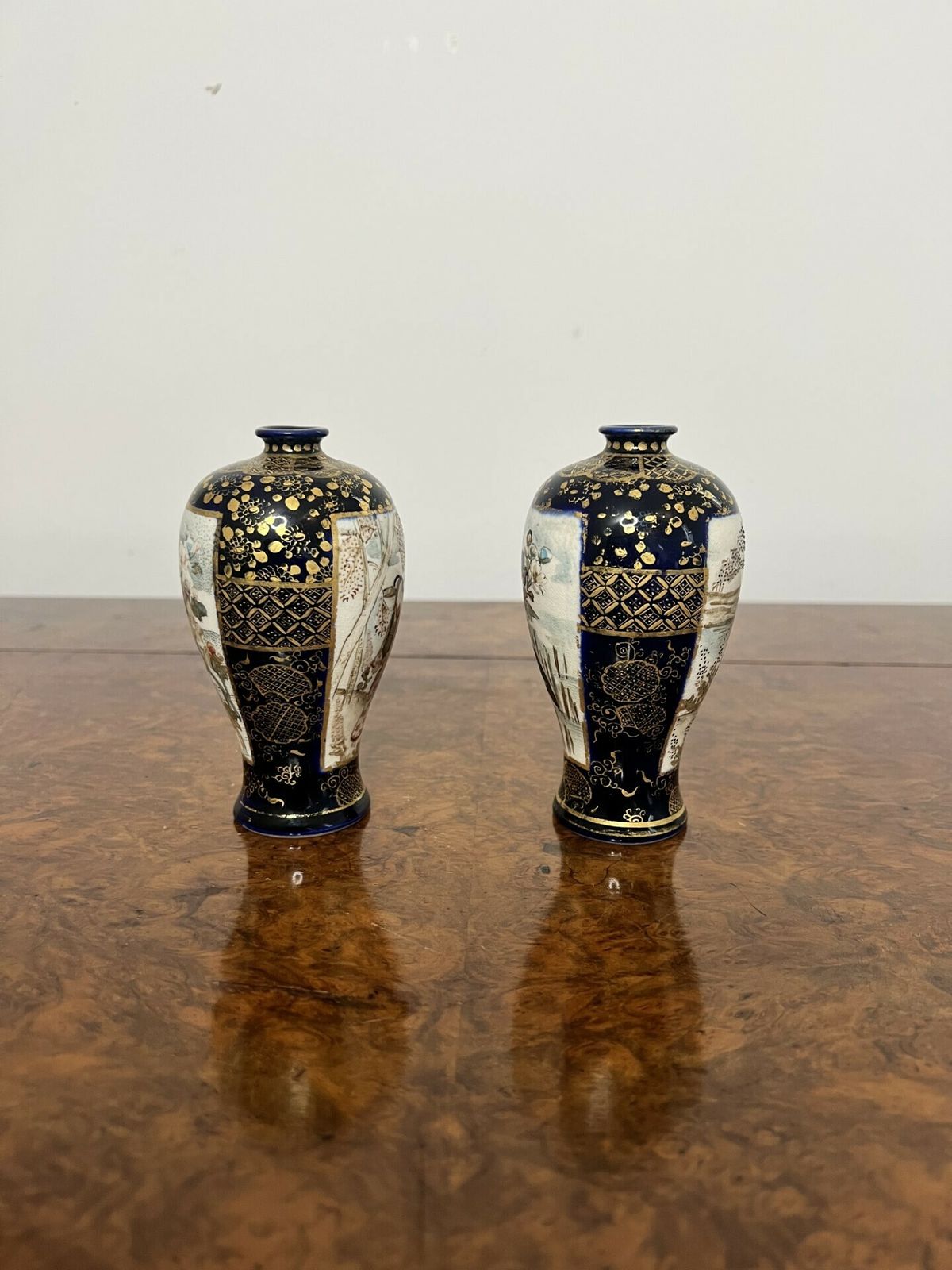 Fantastic Quality Pair Of Small Antique Japanese Satsuma Vases photo furniture
