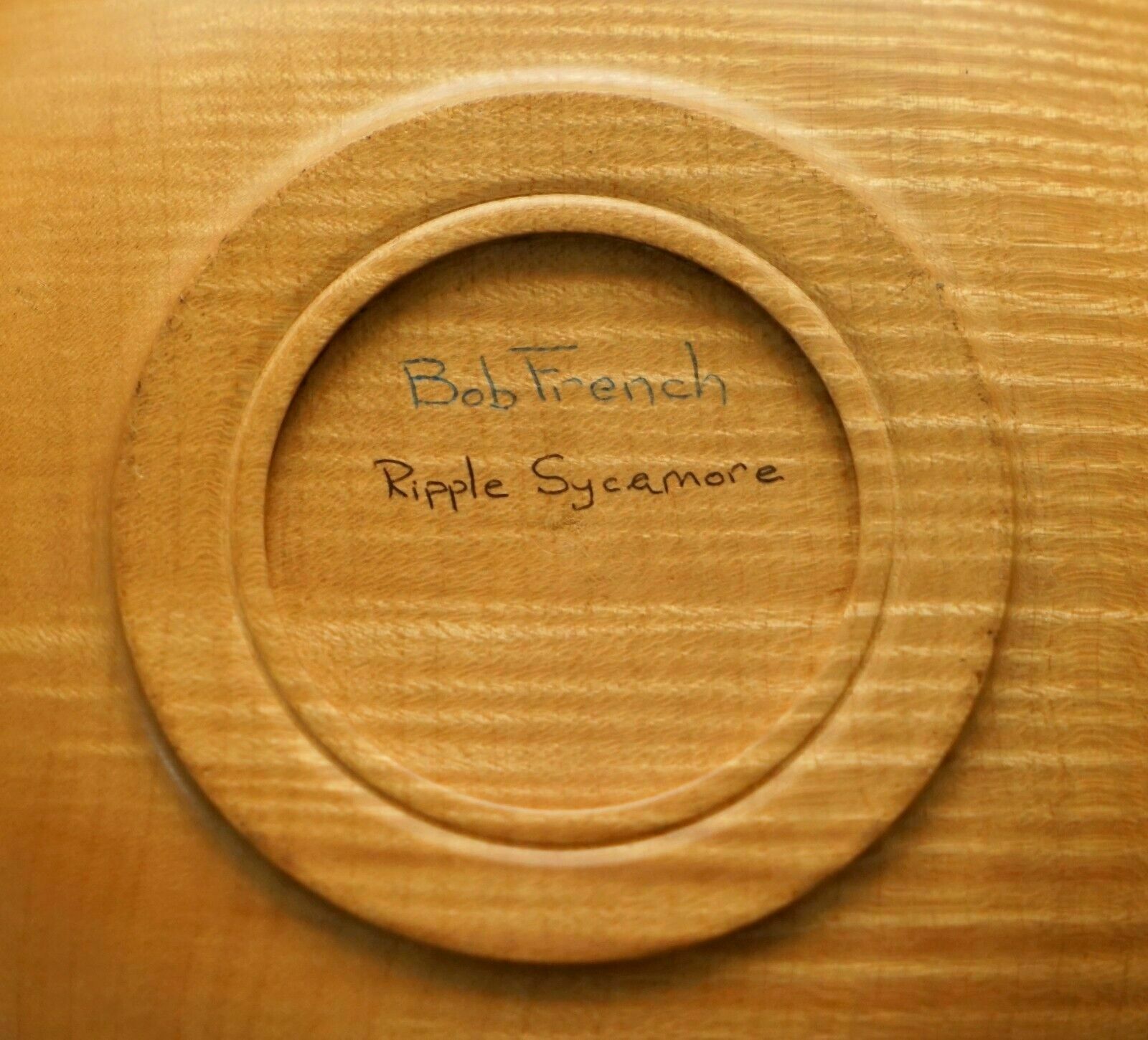 350.0 Hand Made Vintage Ripple Sycamore Fruit Bowl Signed To The Base Bob French photo