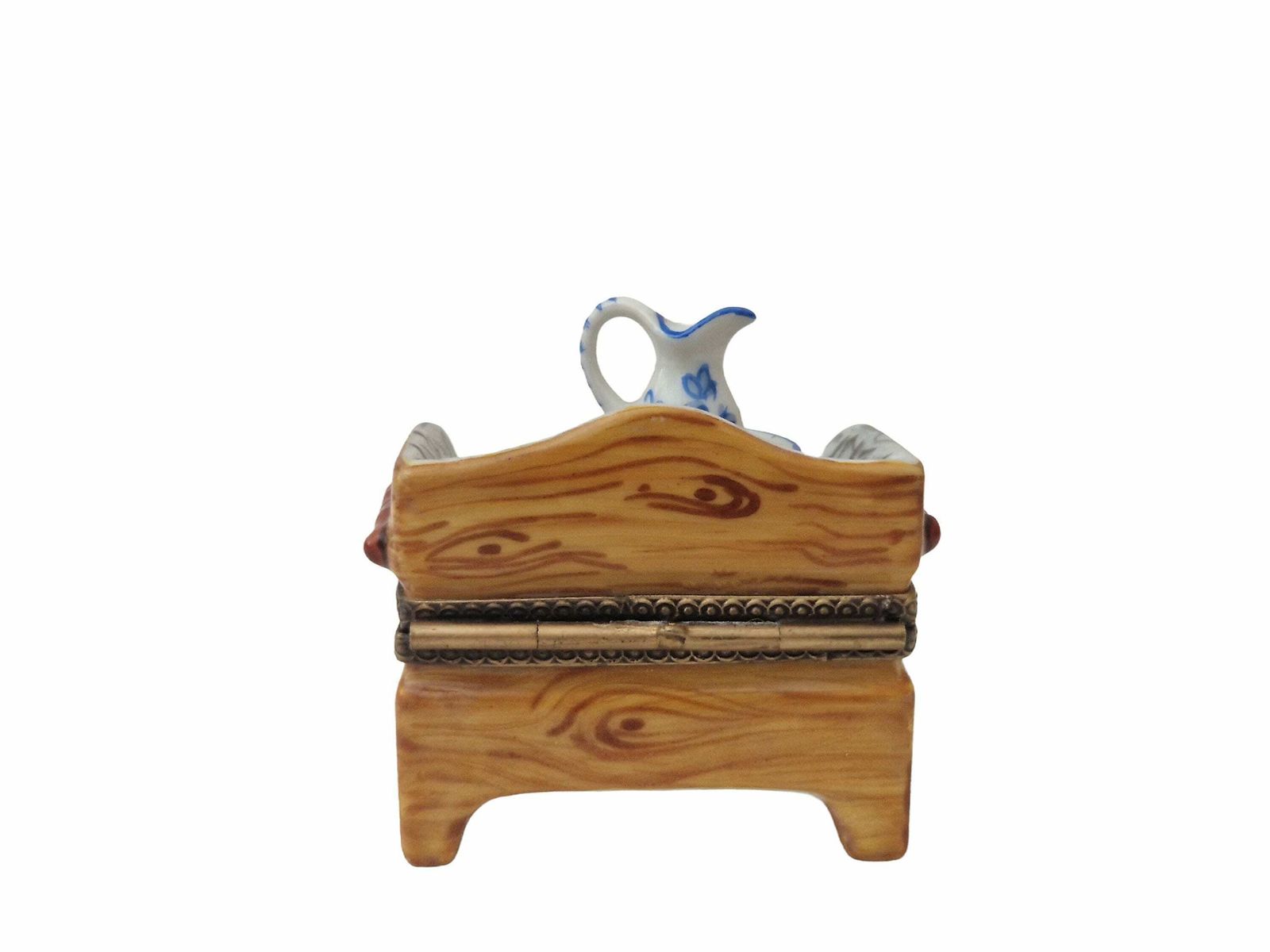 Limoges Miniature Wash Cabinet Pill Box, Hand Painted Collectible French Porcelain Trinket Box photo vintage