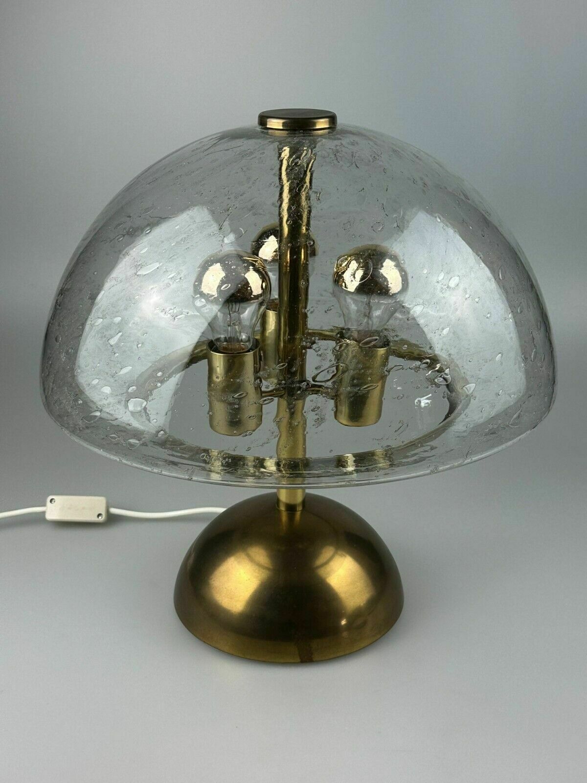60s 70s Table Lamp By Doria Leuchten Germany Glass & Brass Space Age photo furniture