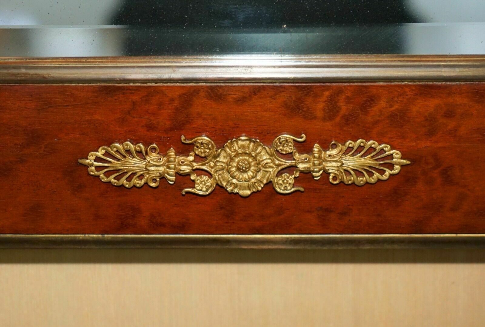 photo vinterior Sublime Antique 1860 Burr Walnut & Gilt Brass Louis XVI French Empire Mirror