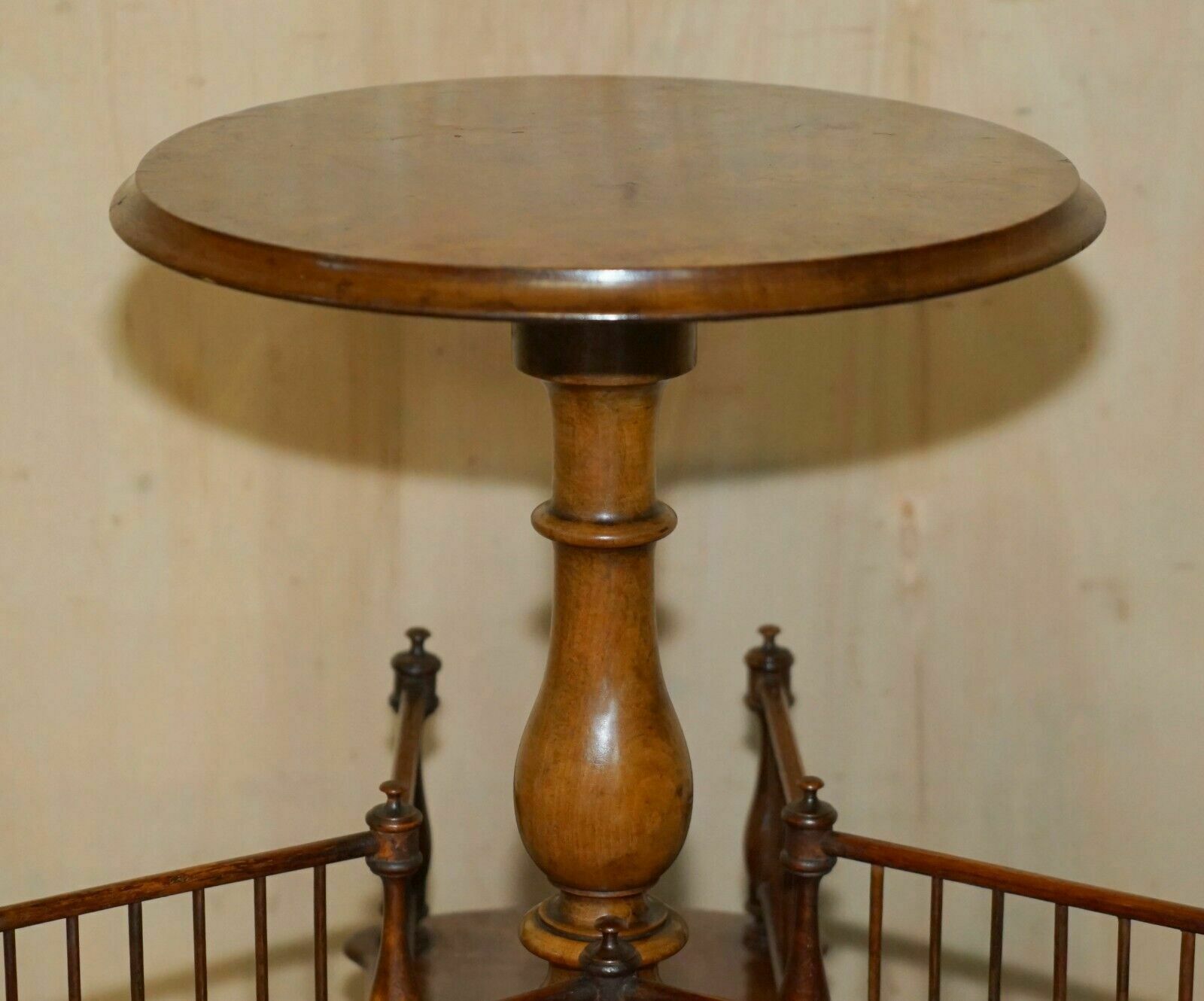 Antique Restored Victorian Burr Walnut Library Revolving Book Table Bookcase photo Furniture