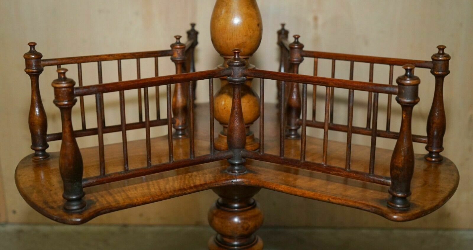 photo furniture Antique Restored Victorian Burr Walnut Library Revolving Book Table Bookcase