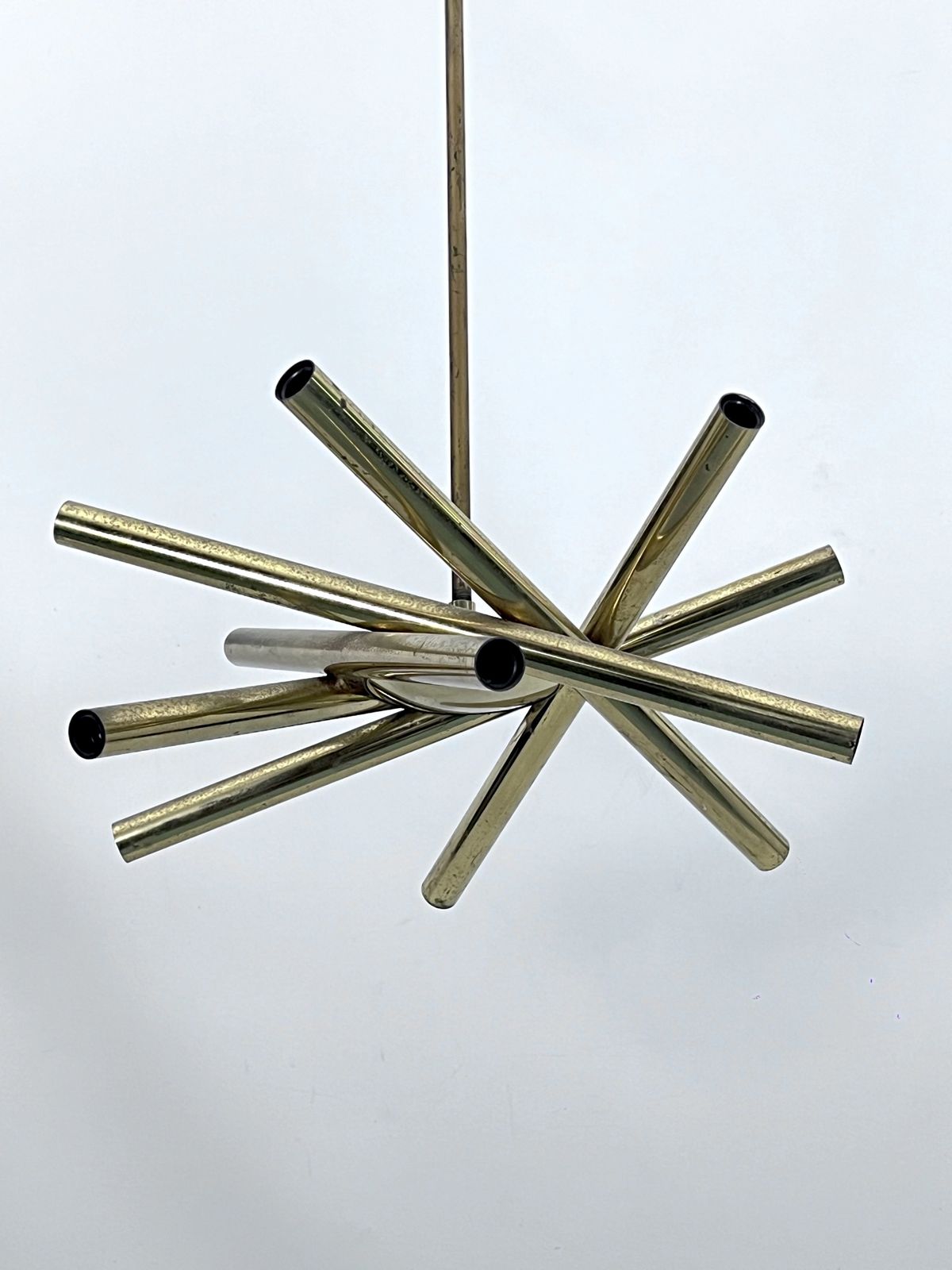 photo furniture Mid Century Modern 12 Lights Brass Chandelier By Stilnovo. Italy 1960s