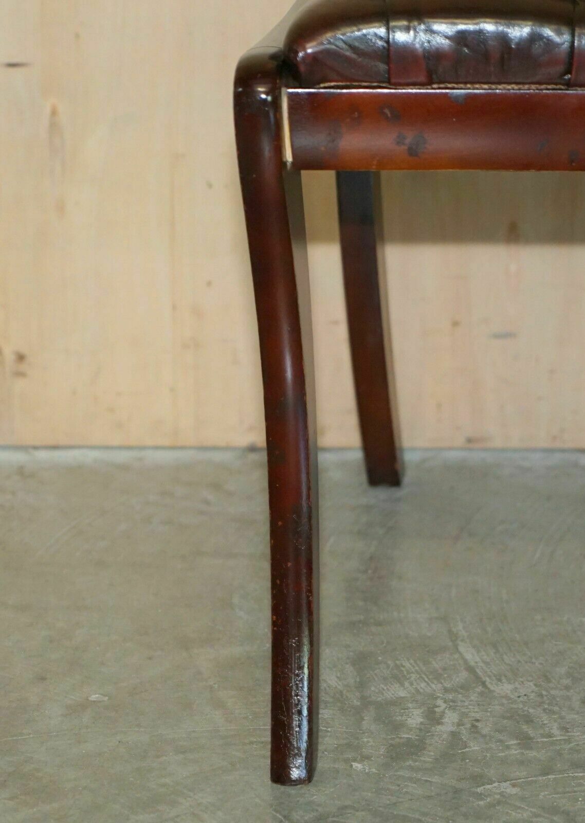 3950.0 Six Vintage Mahogany Fully Restored Chesterfield Oxbood Leather Dining Chairs 6 photo