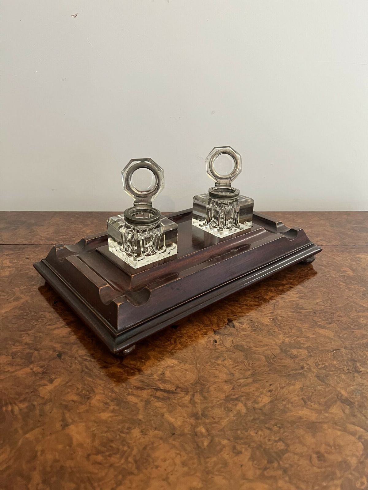 Large Antique Quality Mahogany And Glass Desk Set photo furniture