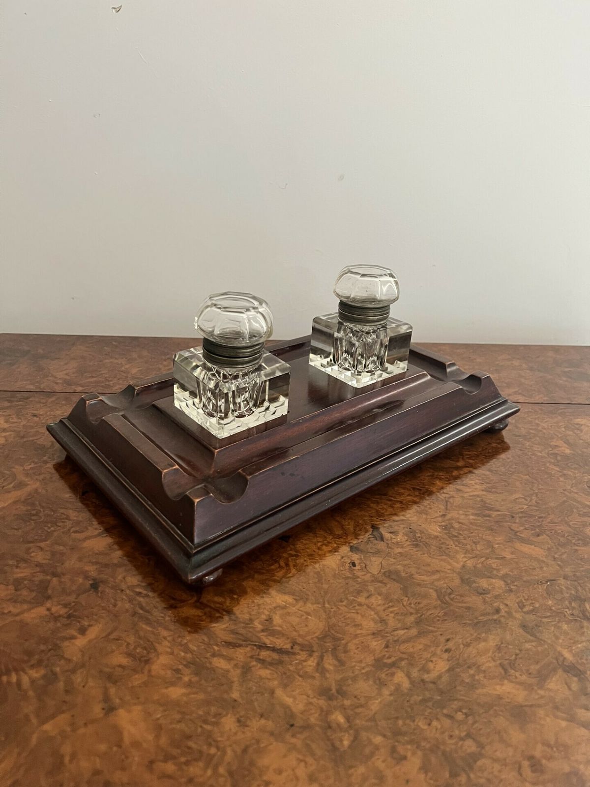 Large Antique Quality Mahogany And Glass Desk Set photo Home Decor
