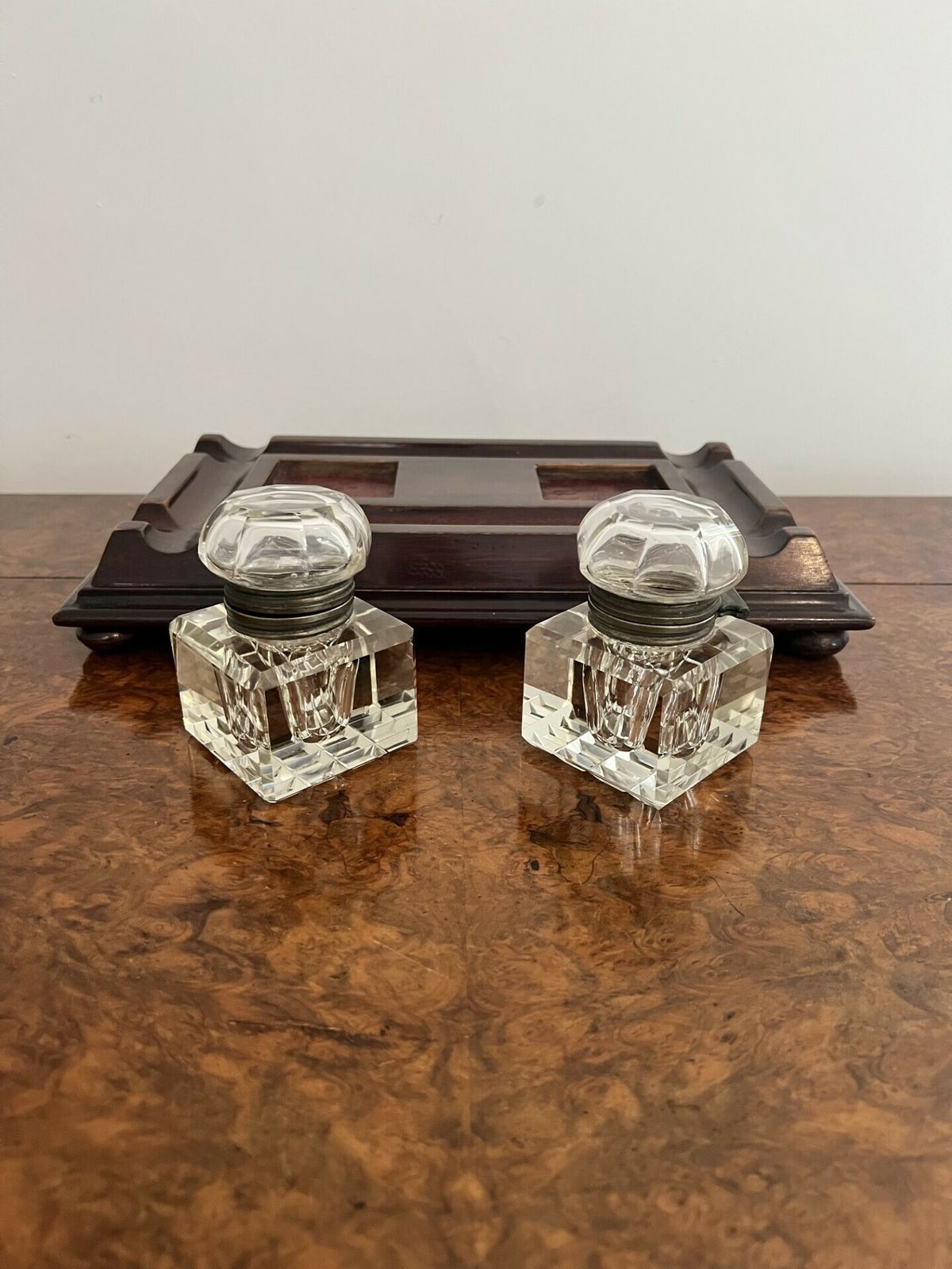 Large Antique Quality Mahogany And Glass Desk Set photo 375.0