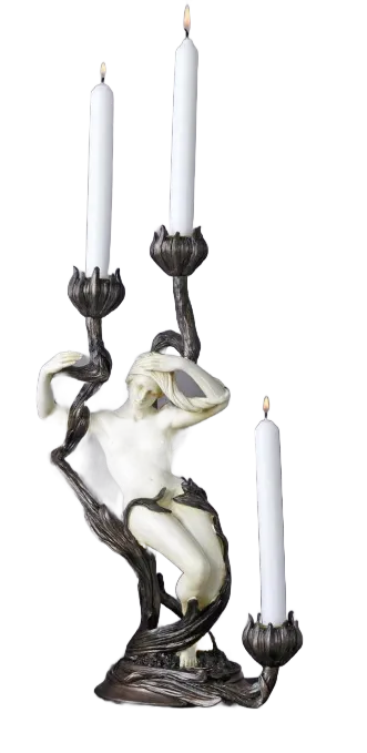 Elegant Art Nouveau Style Woman Figure Candleholder photo for sale