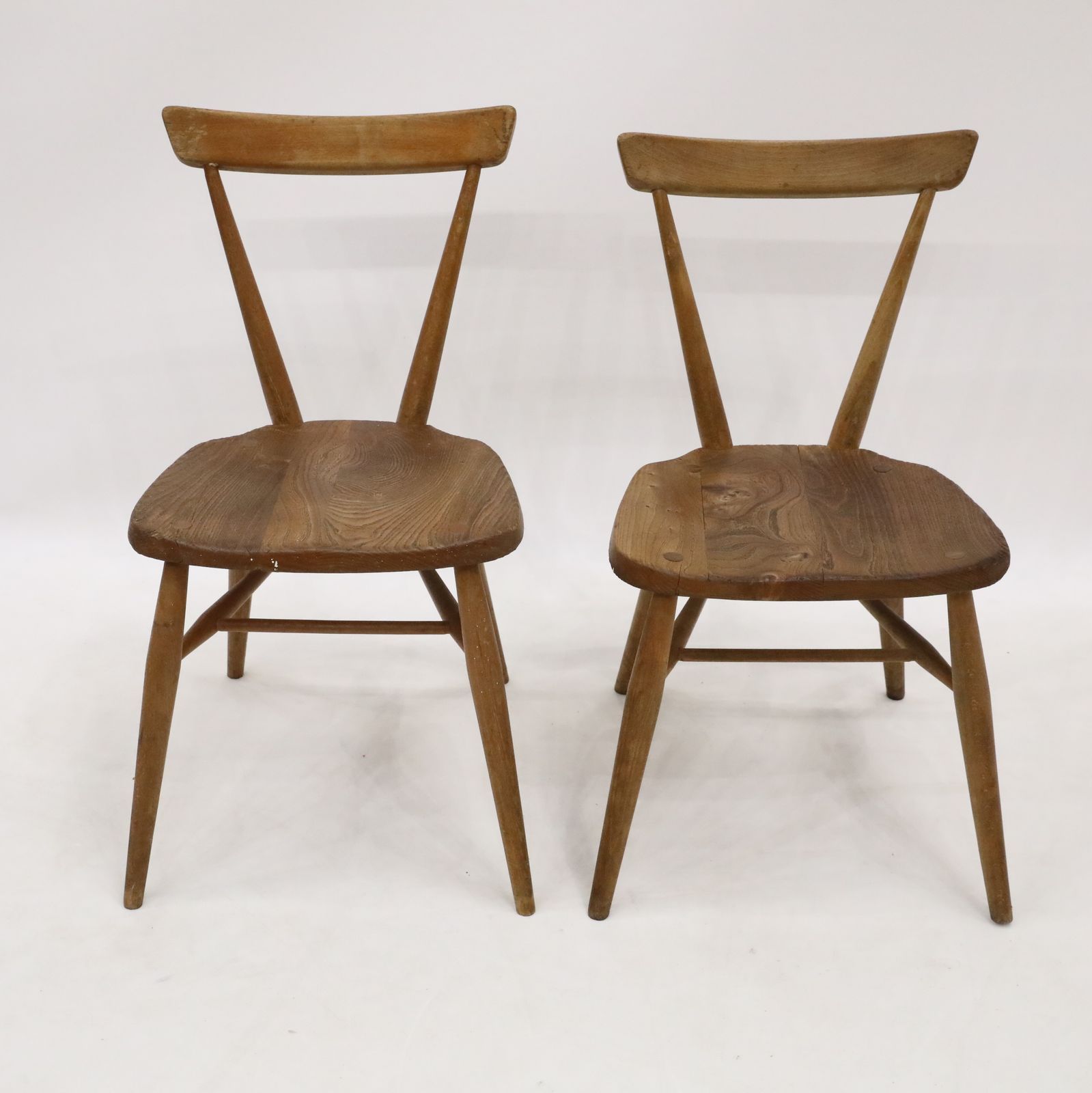 2 Ercol School/Playroom Staking Chairs 1950s Natural Finish Free Uk Delivery*