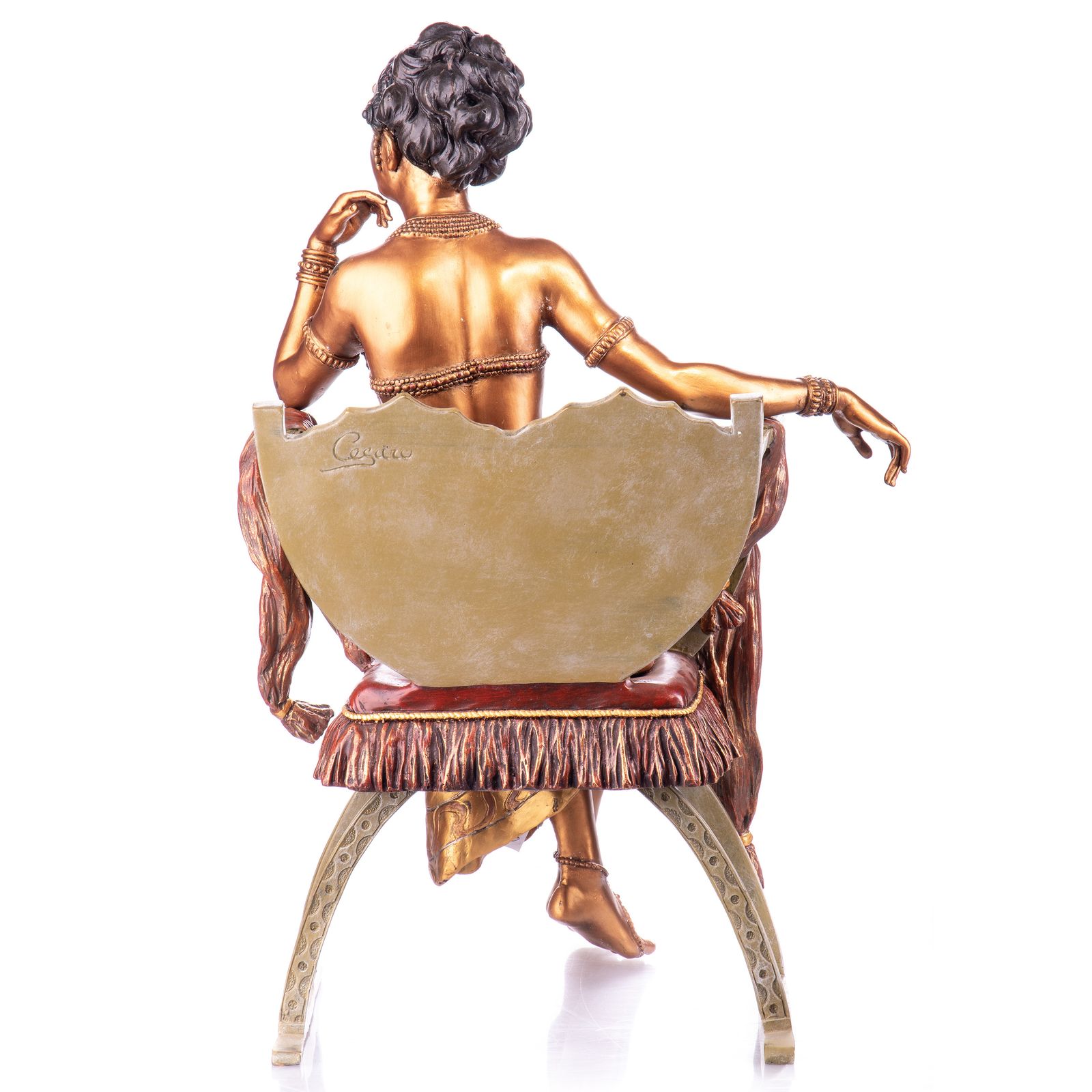 Antique Style Art Deco Bronze Dancer On Armchair photo furniture