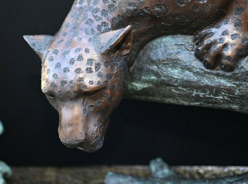 Large Bronze Panther Statue Garden Cat Sculpture photo furniture