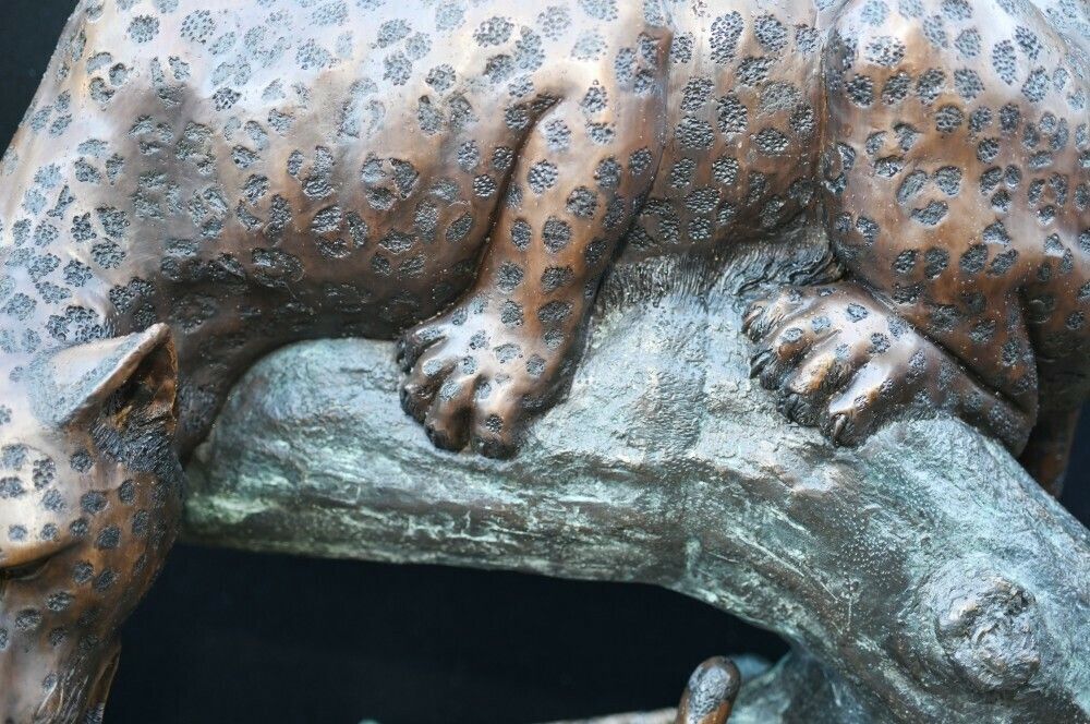 Large Bronze Panther Statue Garden Cat Sculpture photo Art
