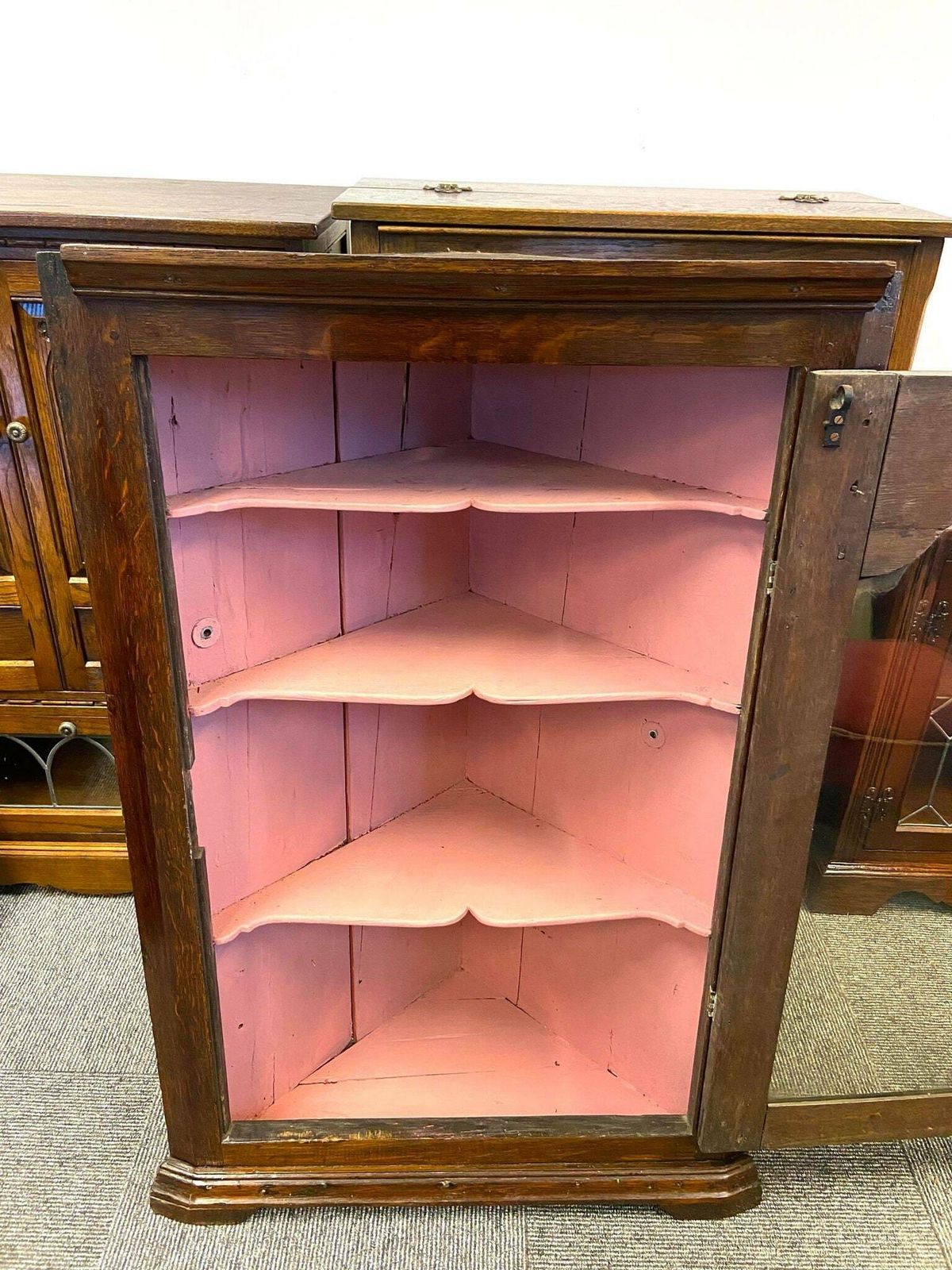 Georgian Glazed Corner Cabinet / Made In England C1780 / Free Delivery photo vintage