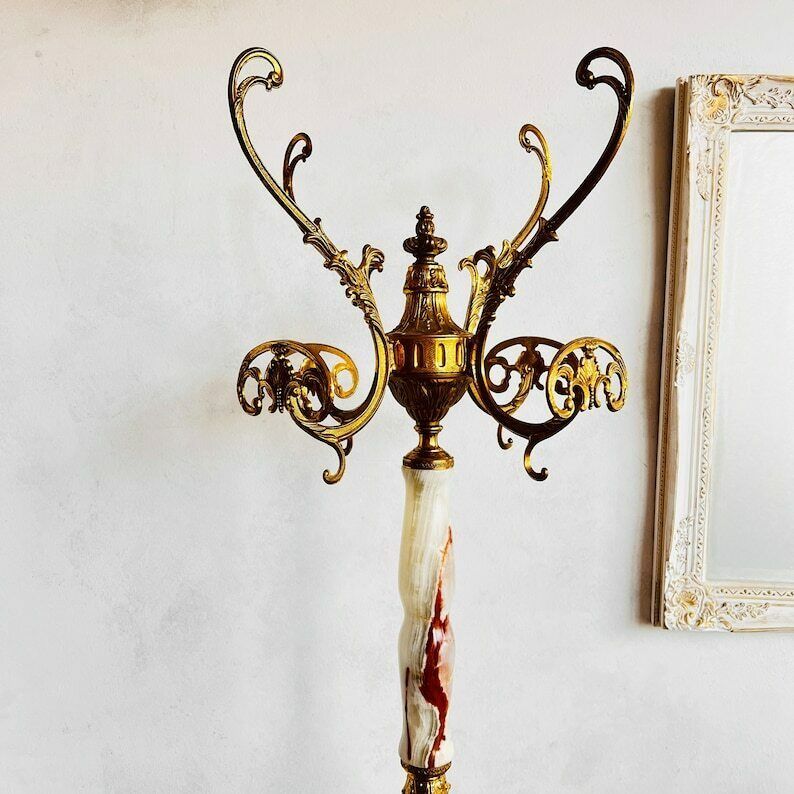 Tall Mid Century Hall Free Stand Superb Marble Coat Rack Italian Hallway Rack Hollywood Regency Style