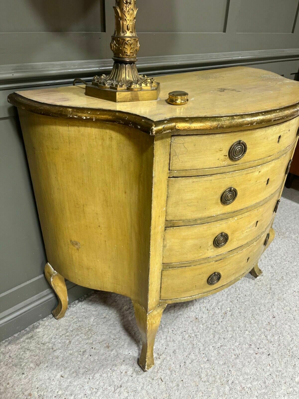 Antique Painted Chest Of Drawers Italian Origin Gilded Banding Late 1890’s photo buy