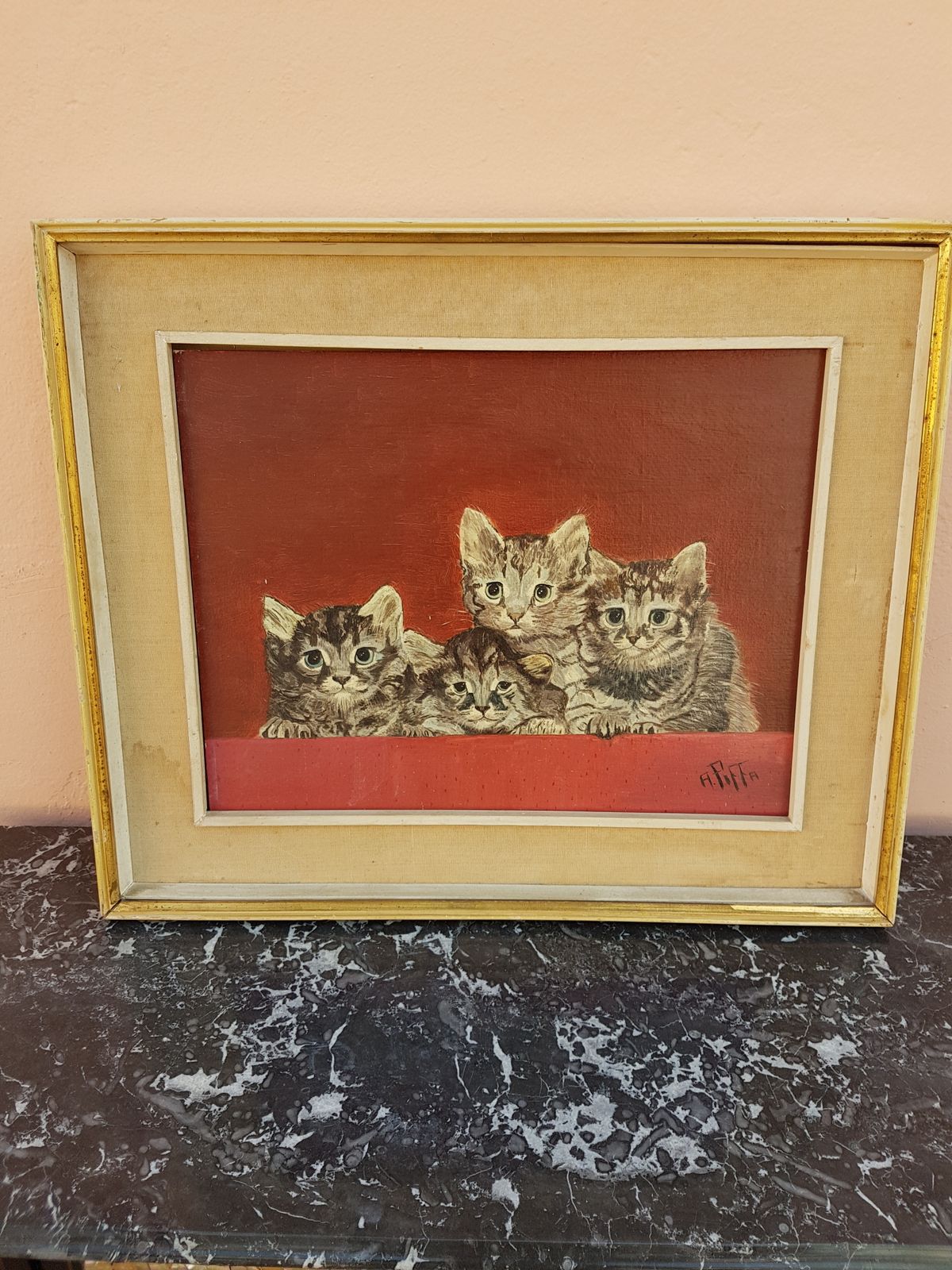 A. Piffa  Cats Painting   Oil On Canvas photo for sale