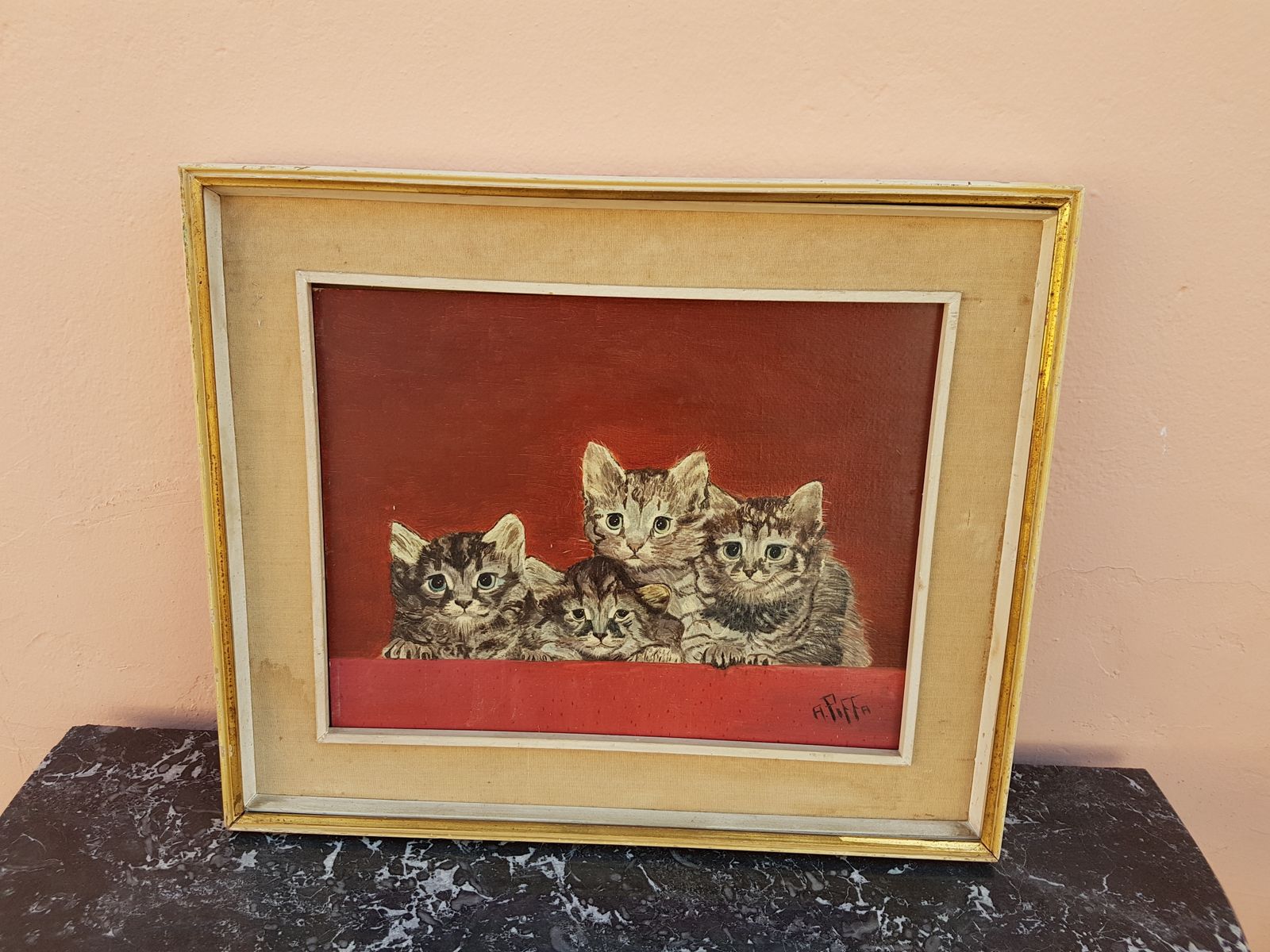 A. Piffa  Cats Painting   Oil On Canvas photo 69.0