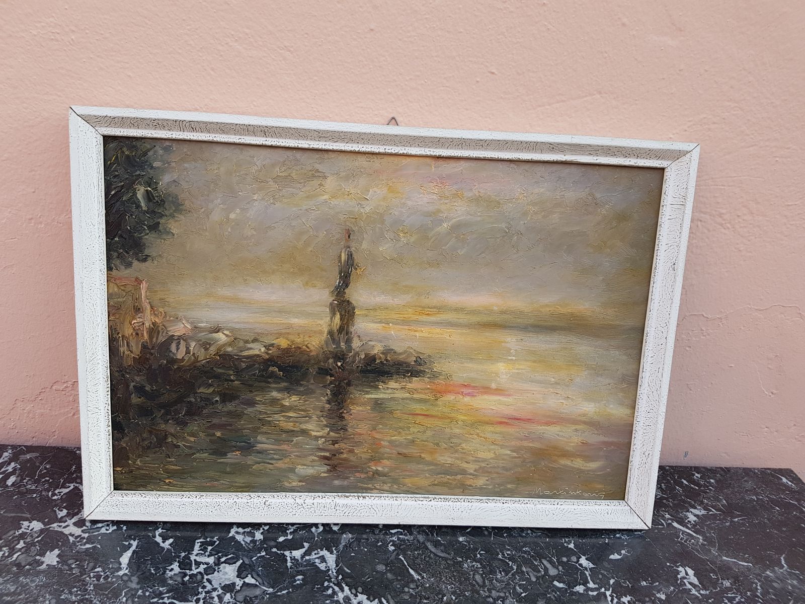 199.0 The Woman And The Sea  Oil On Painting photo