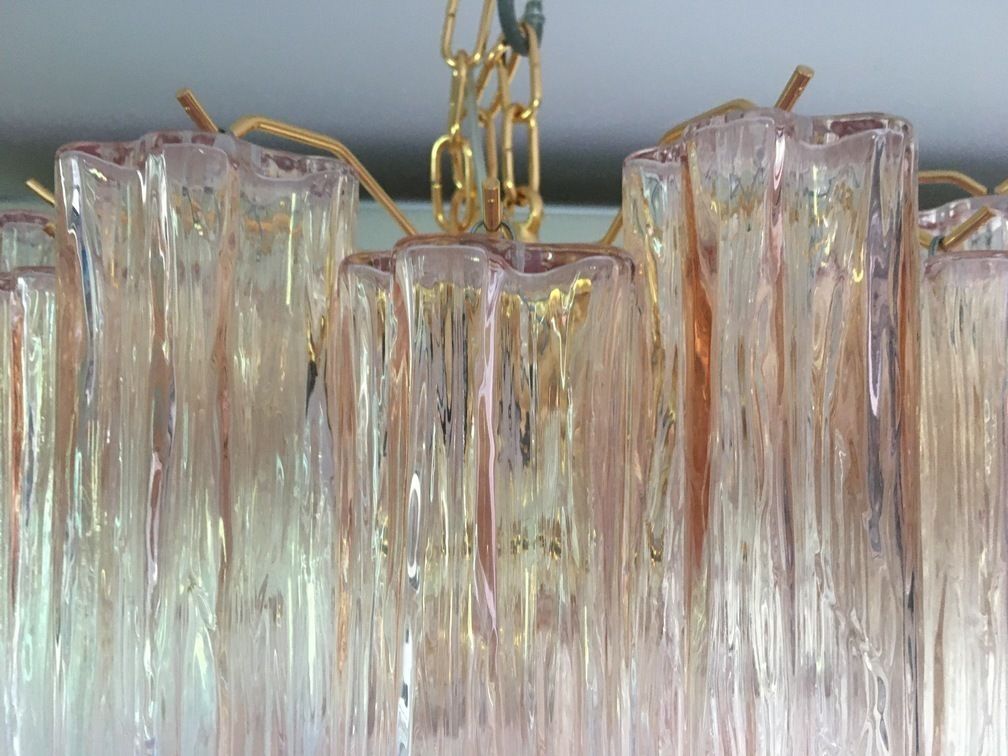 Chandelier Murano Glass Tronchi Like Venini Style In Pink Color photo 1280.0