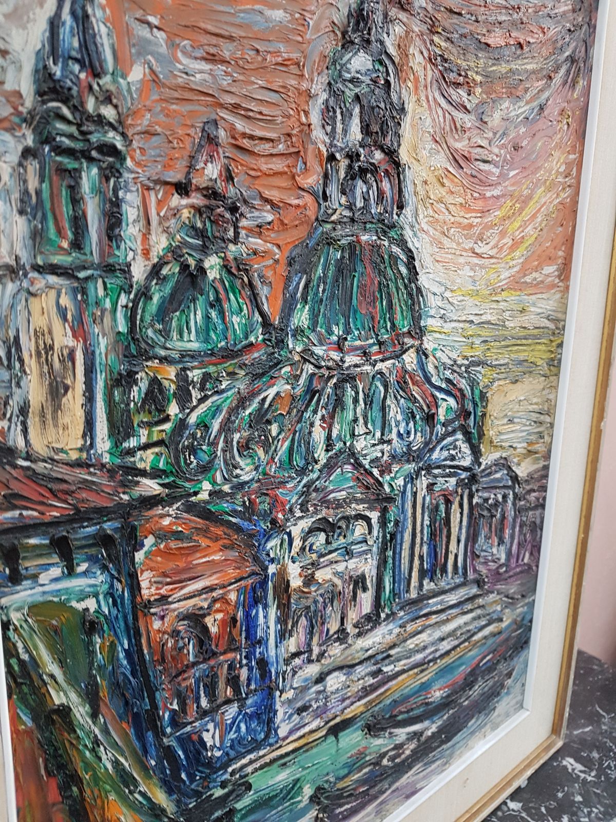 photo for sale Beautiful Church Painting, 1960s