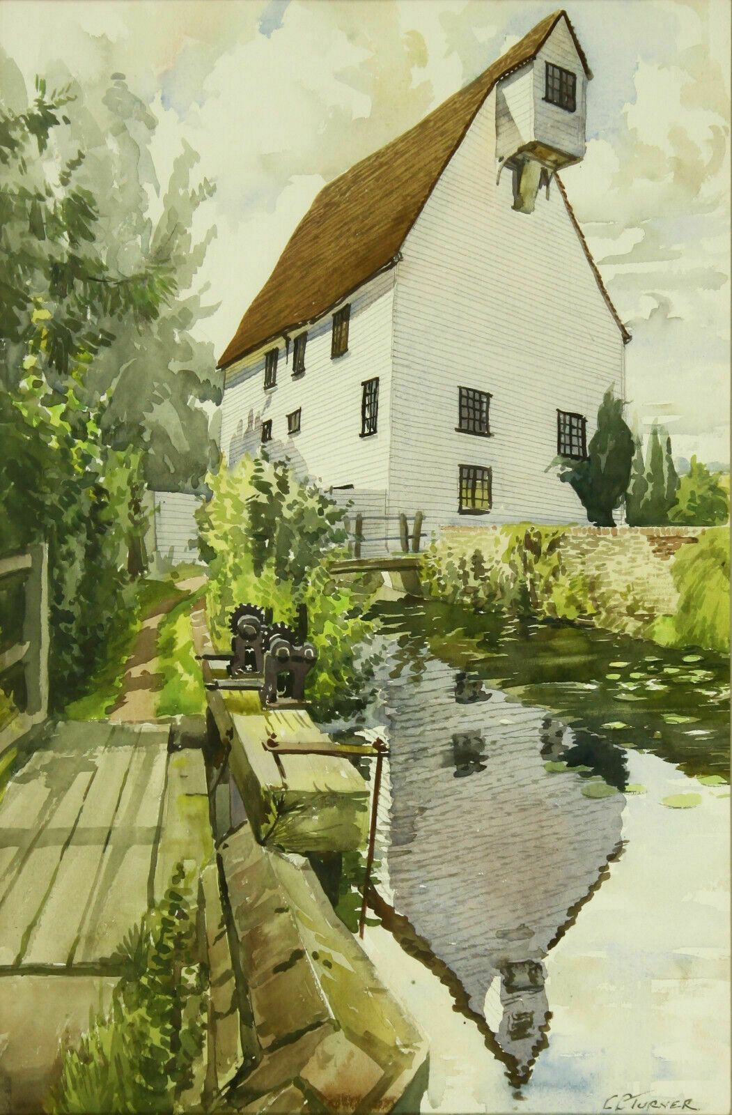 Watercolour By Clifford Charles Turner. Titled "Broomfield Mill" photo furniture