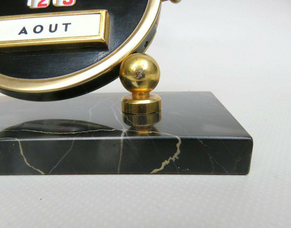 Black And Gilt Eternal Calendar With Marble Base From Mistral, France, 1920s photo vintage