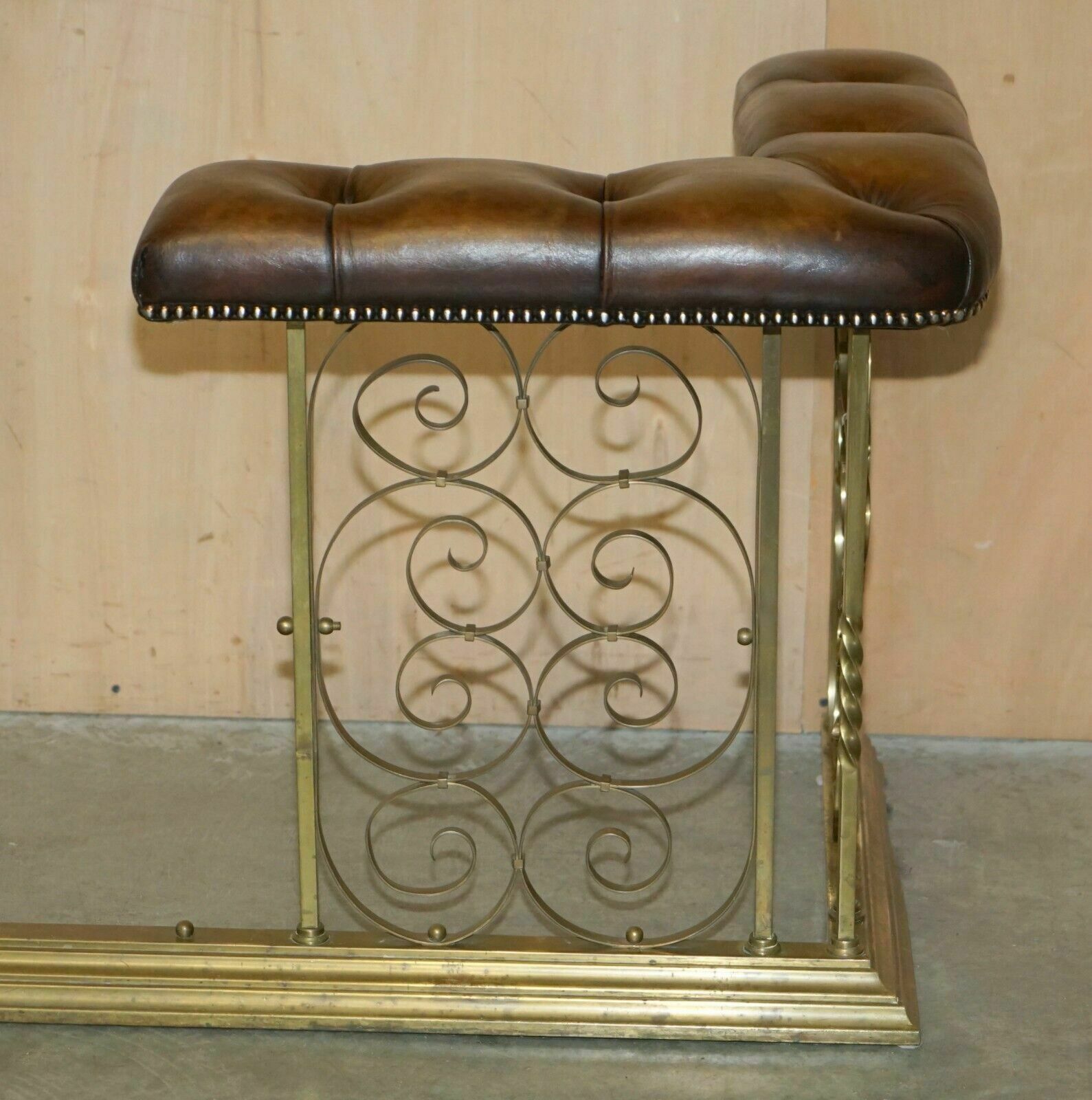 photo for sale Antique Luxury Fully Restored Club Fender With Brown Leather Chesterfield Seats