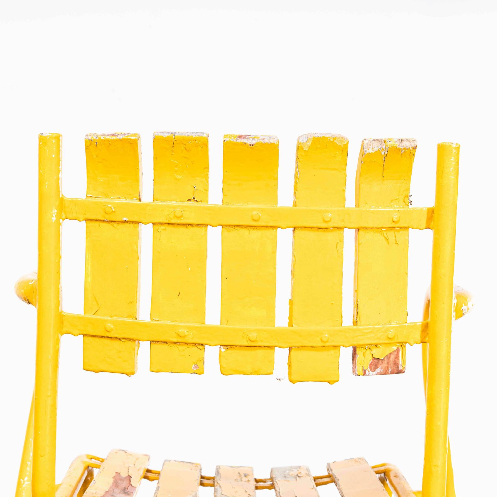 1950’s Original French Outdoor Yellow Slatted Chairs – Various Quantities Available photo 174.0