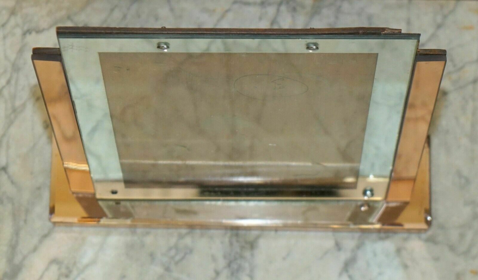 1250.0 Super Rare Extra Large Art Deco 1920's Peach Glass Table Top Picture Frame photo