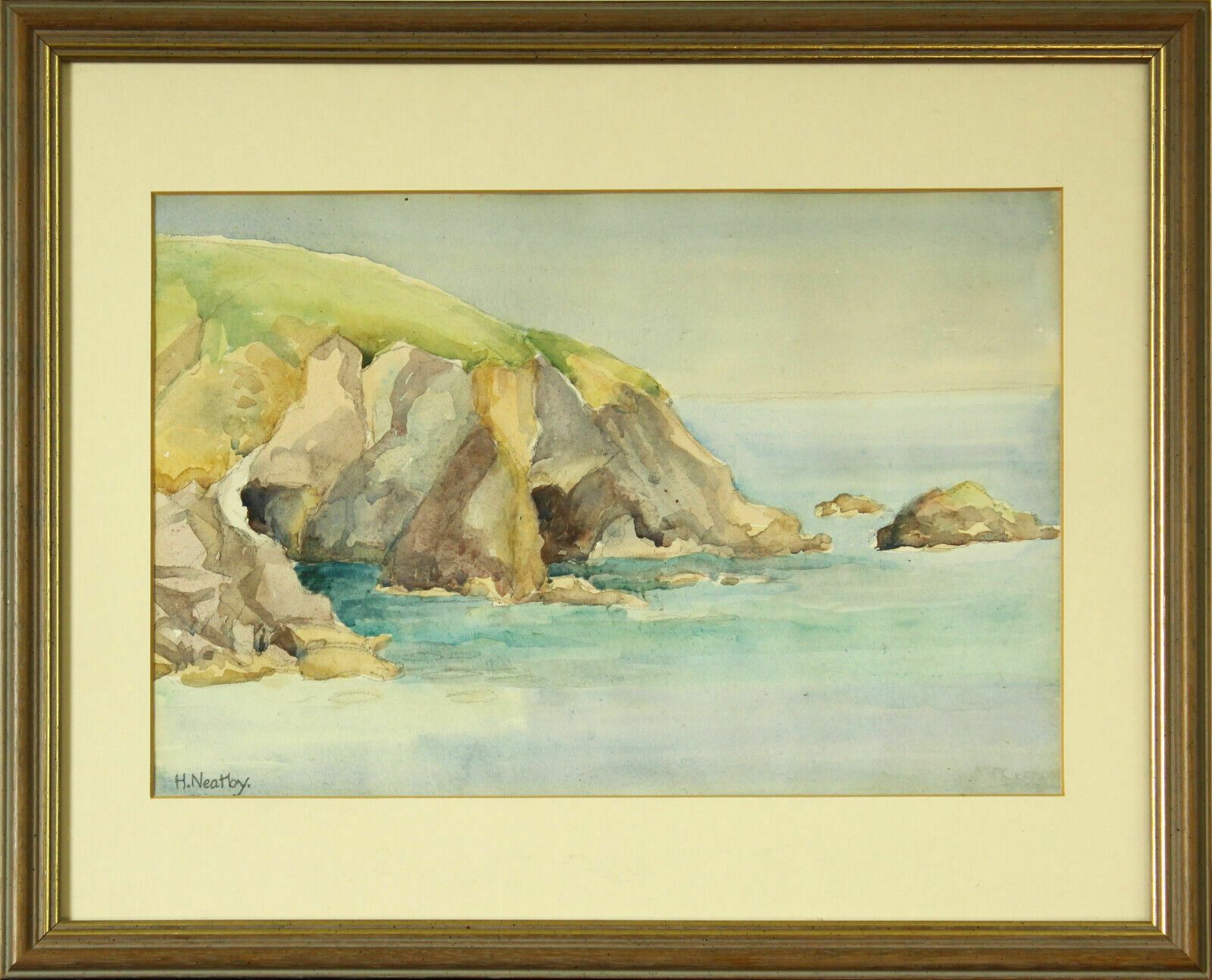 Watercolour By Hilda Mary Neatby. Coastal Landscape