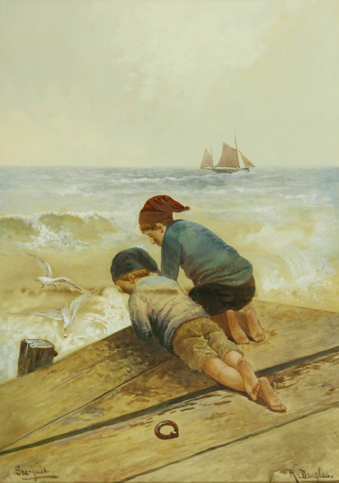 Watercolour By Rose Douglas. Titled "Sea Gulls" photo furniture