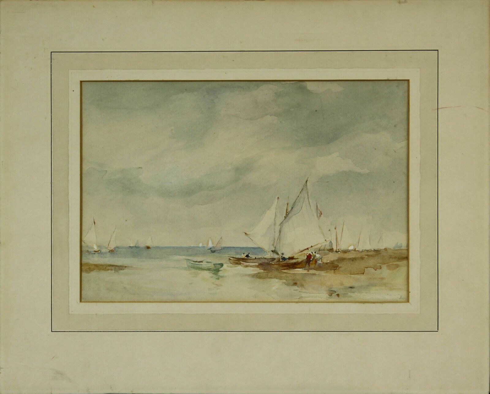 Watercolour Of A Beachscape In The Style Of Edward Seago
