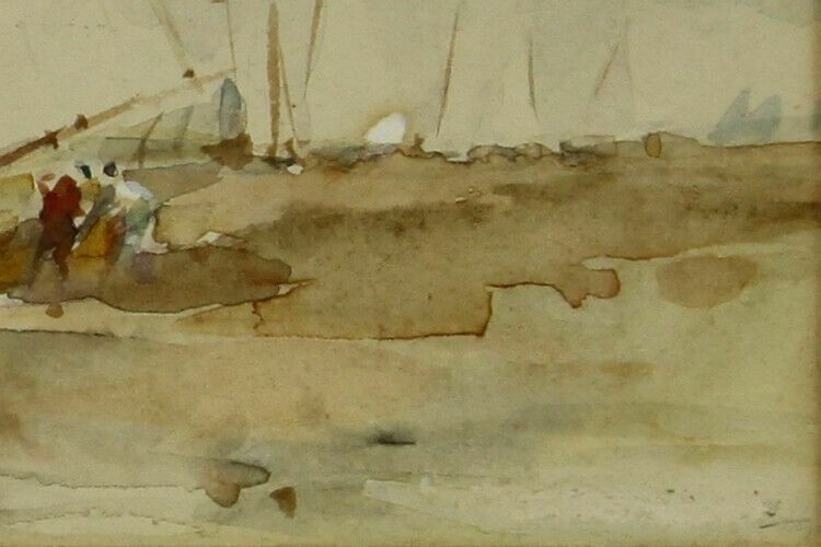 Watercolour Of A Beachscape In The Style Of Edward Seago photo for sale