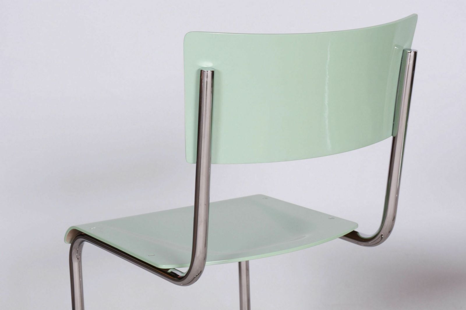 Restored Bauhaus Pair Of Chairs, Mart Stam, Robert Slezak, Chrome Plated Steel, Czechia, 1930s photo for sale