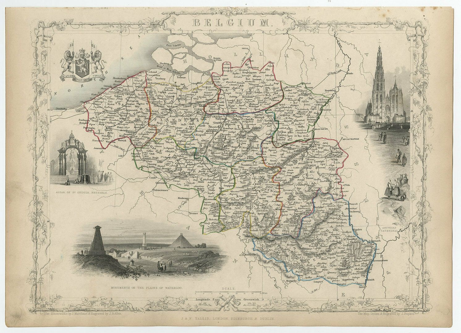 Antique Steel Engraved Map Of Belgium