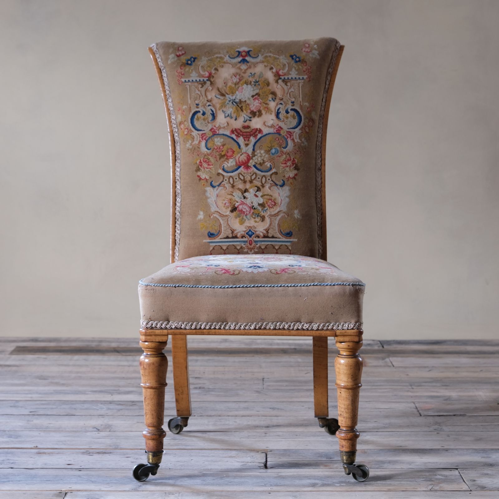 19th Century Satin Birch Side Chair In Tapestry Fabric photo for sale