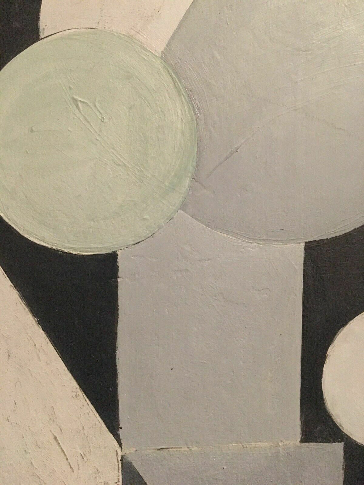 Abstract Mid Century Oil Painting Cubist Geometric Modernist 1970s photo Art