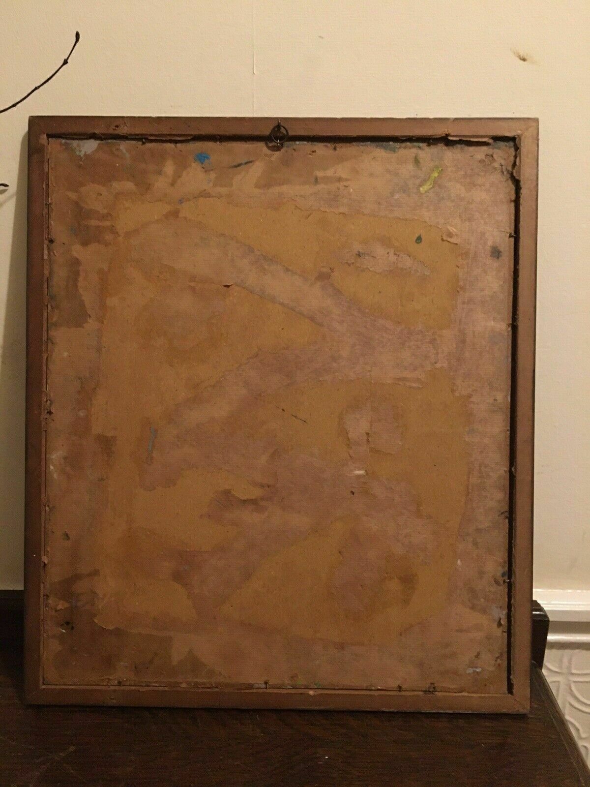 photo buy Abstract Mid Century Oil Painting Cubist Geometric Modernist 1970s