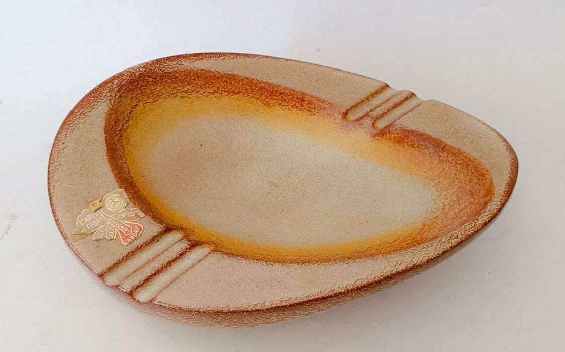 Particular Ceramic Ashtray Centerpiece Bertoncello Futurist Space Age Rigon Italian Vintage Design photo Home Decor