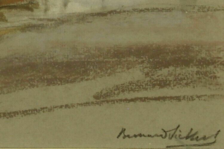 Pastel By Bernard Sickert. Fishing Steamer Moored With Smaller Boats photo for sale