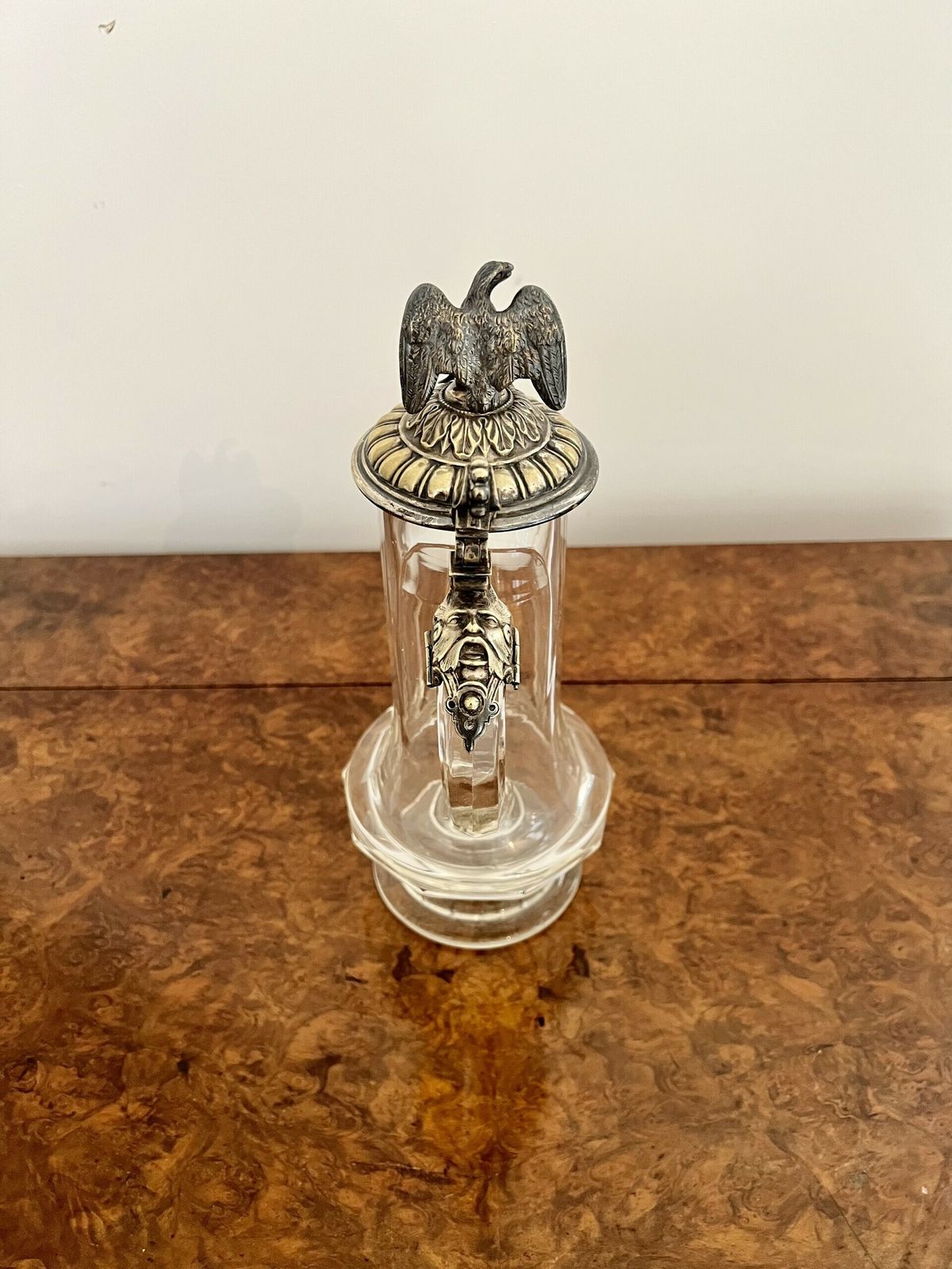 Unusual Antique Glass And Silver Plated German Claret Jug photo Home Decor