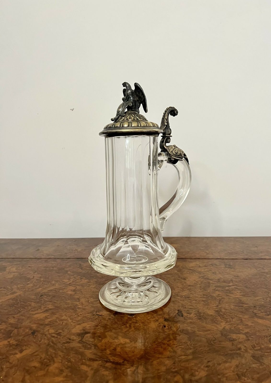 Unusual Antique Glass And Silver Plated German Claret Jug photo 495.0